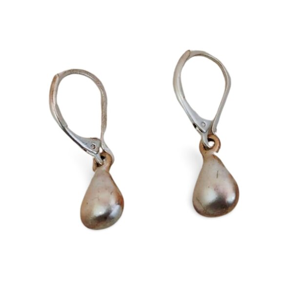 Demure Karma Bella Drop Silver Tone Teardrop Pear Charm 1" Dangle Earrings JW152 - Picture 5 of 5